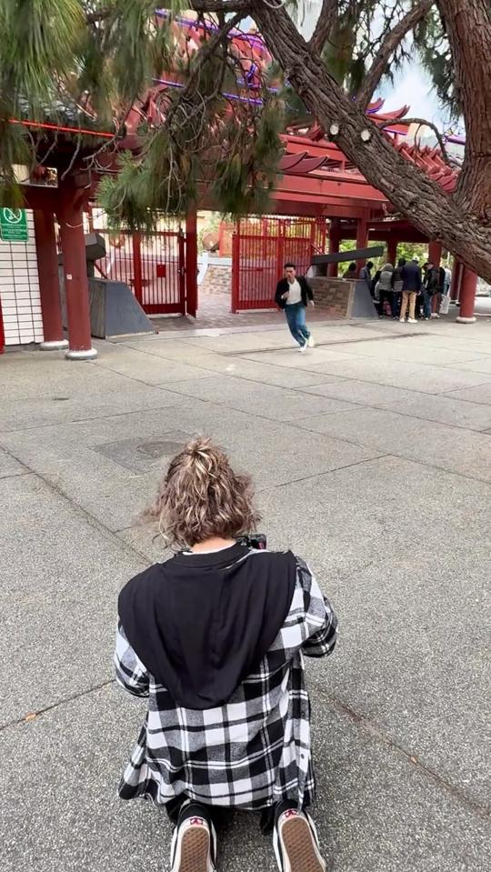 Alisa low with the gimbal on the plaza