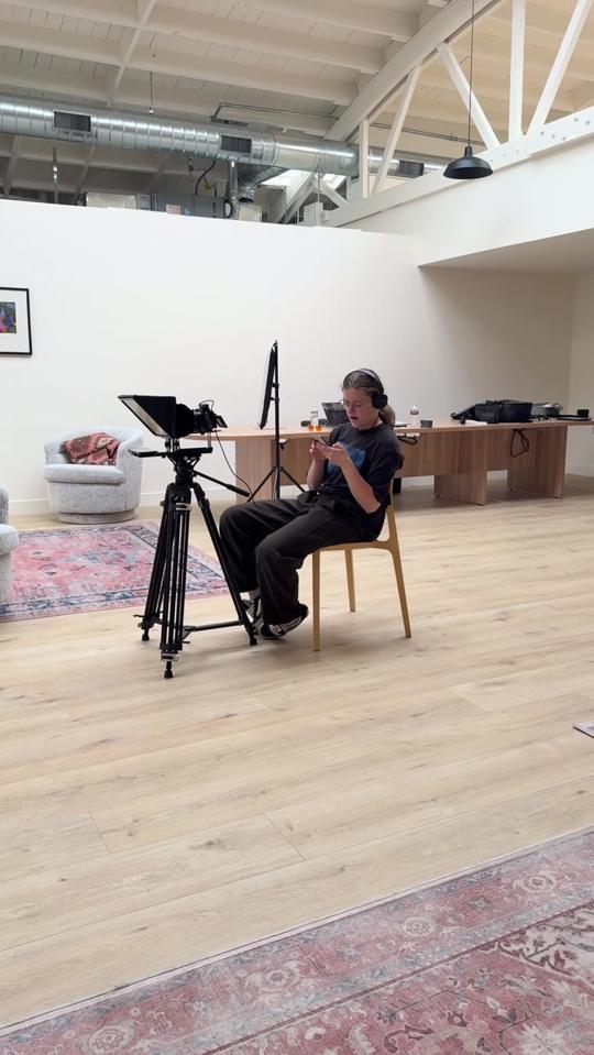 Interview chair under studio lights