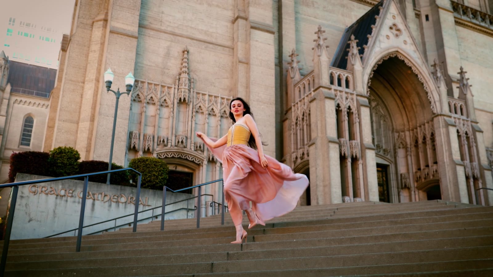 Eddy by Eddie, pink dress on the church steps